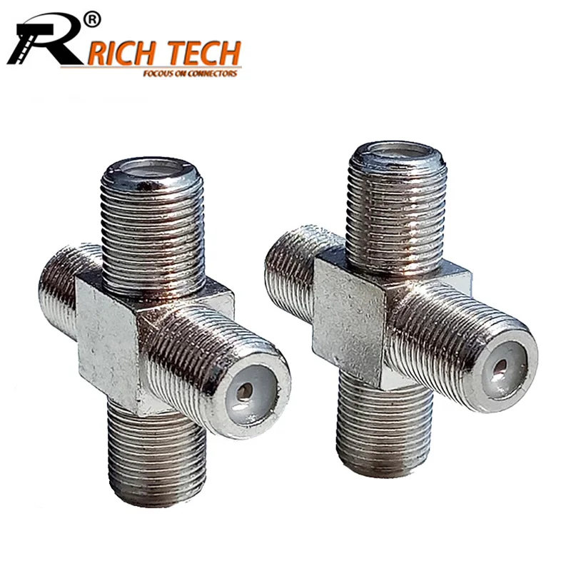 

2pcs/lot F Female Adapter 1 F Jack to 3 F Jack Socket TV Adapter 4 Way F Splitter Digital TV Cable TV Coax Plug Connector