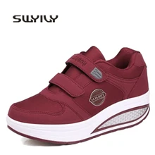 SWYIVY/Обувь для похудения для женщин похудения удобные Женская качественная спортивная обувь на платформе фитнес Тонизирующая обувь клин 40 красный