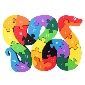 

Alphabet Puzzle Snake Wood Jigsaw Puzzle 3D Jigsaw Puzzle Assembled Building Puzzle Children Learning Toy Educational Toy