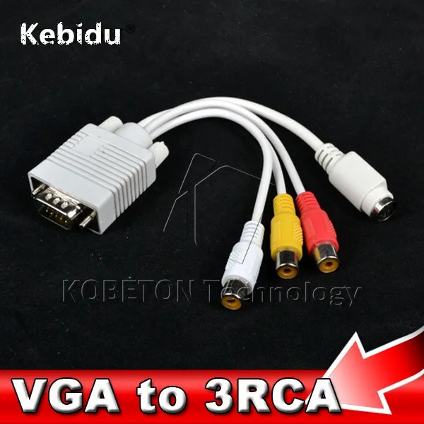 

Kebidu VGA to S-Video 3RCA TV AV Out Converter Cable Adapter Male to Female for PC Laptop HDTV Wholesale 3RCA Converter