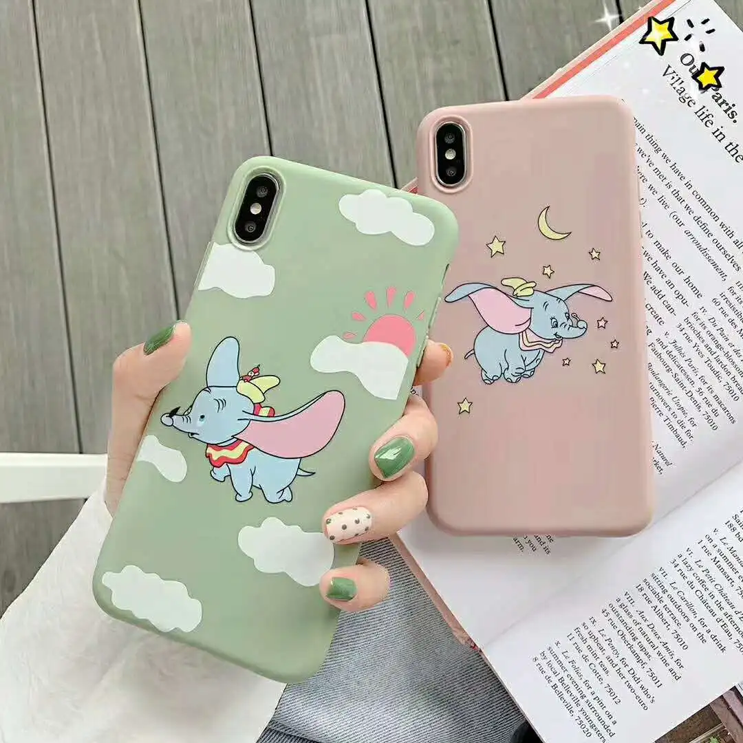 

Cute cartoon flying elephant silicone phone case for iphone 7 8 6 6s plus x xs xr max soft tpu protection back cover