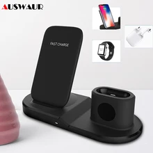Быстрое беспроводное зарядное устройство QI для iPhone Apple Watch Airpods Быстрое беспроводное зарядное устройство подставка Док-станция для iPhone iWatch 1 2 3 4 зарядное устройство