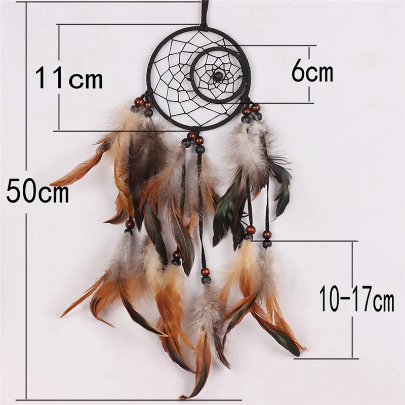 Перо ремесла Ловец снов коричневый колокольчики Хранитель снов ручной работы сеть для настенных подвесных автомобилей украшения дома - Цвет: 22