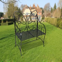 HLC Metal antique garden bench Outdoor Double Seat with Decorative Butterfly Cast Iron Backrest