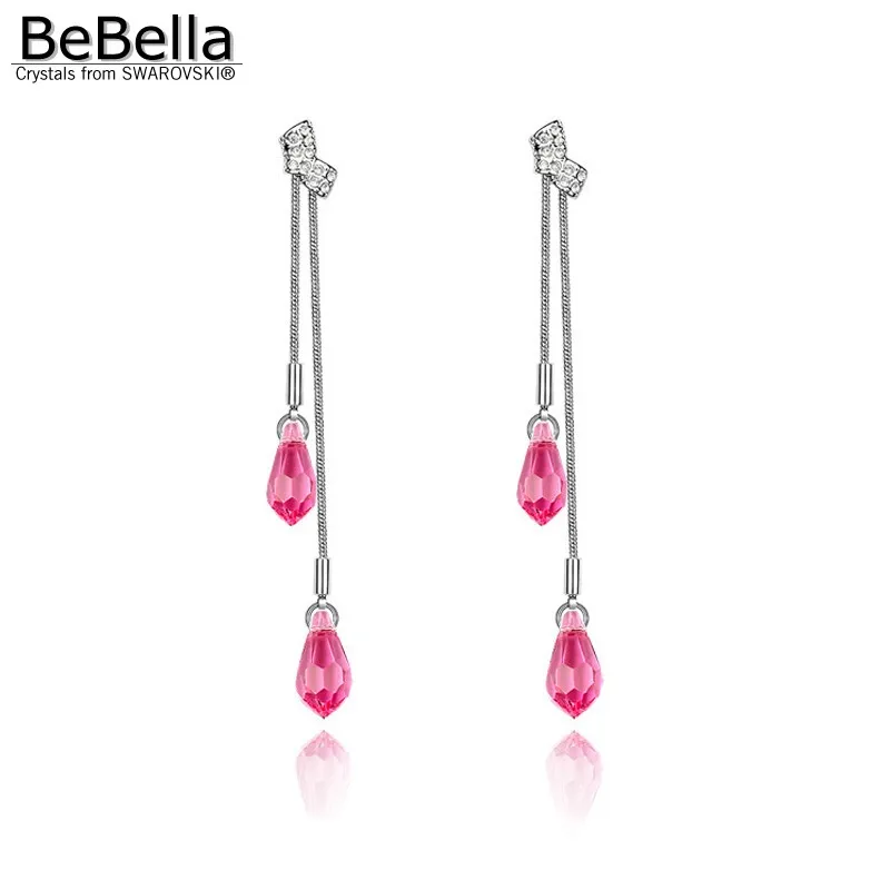 Женские Висячие серьги BeBella прозрачные висячие с кристаллами Swarovski модные