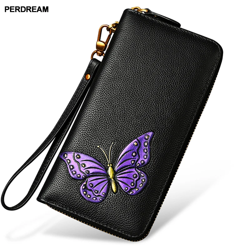 

leather factory ladies wallet women's long 2018 new Korean version of the first layer leather colored zipper genuine wallet