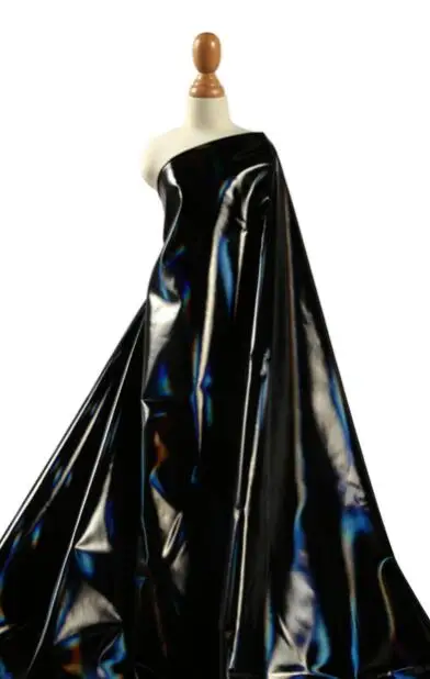 

Black Light soft waterproof laser coated metal down jacket pu lether fabric diy textiles patch Cotton cloth wedding fabric C567