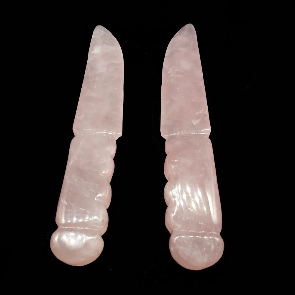 

New Product 100% Natural Rose Crystal Hand-Carved Dagger Home Decoration Handlebar Carving Quartz Knife Decoration