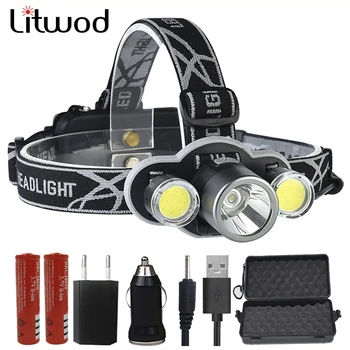 

Headlamp Gift Set Headlight Flashlight Head Torch Powerbank Xml T6 Usb 2x 18650 Battery / 1x Yes Rechargerable Led Bulbs Litwod