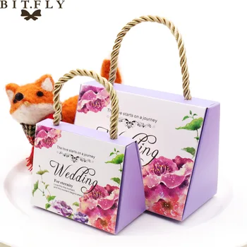 

50pcs Wedding Event Favors Gift Bags Butterfly Flower romantic Candy Boxes European Style Handheld Wedding Party Favor Boxes