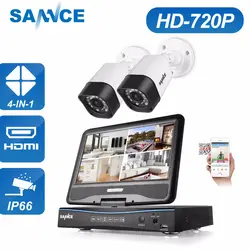 SANNCE 4CH CCTV Системы 720 P HDMI TVI аналоговая камера высокого разрешения, система видеонаблюдения, цифровой видеорегистратор 2 шт 1,0 Мп ИК Открытый