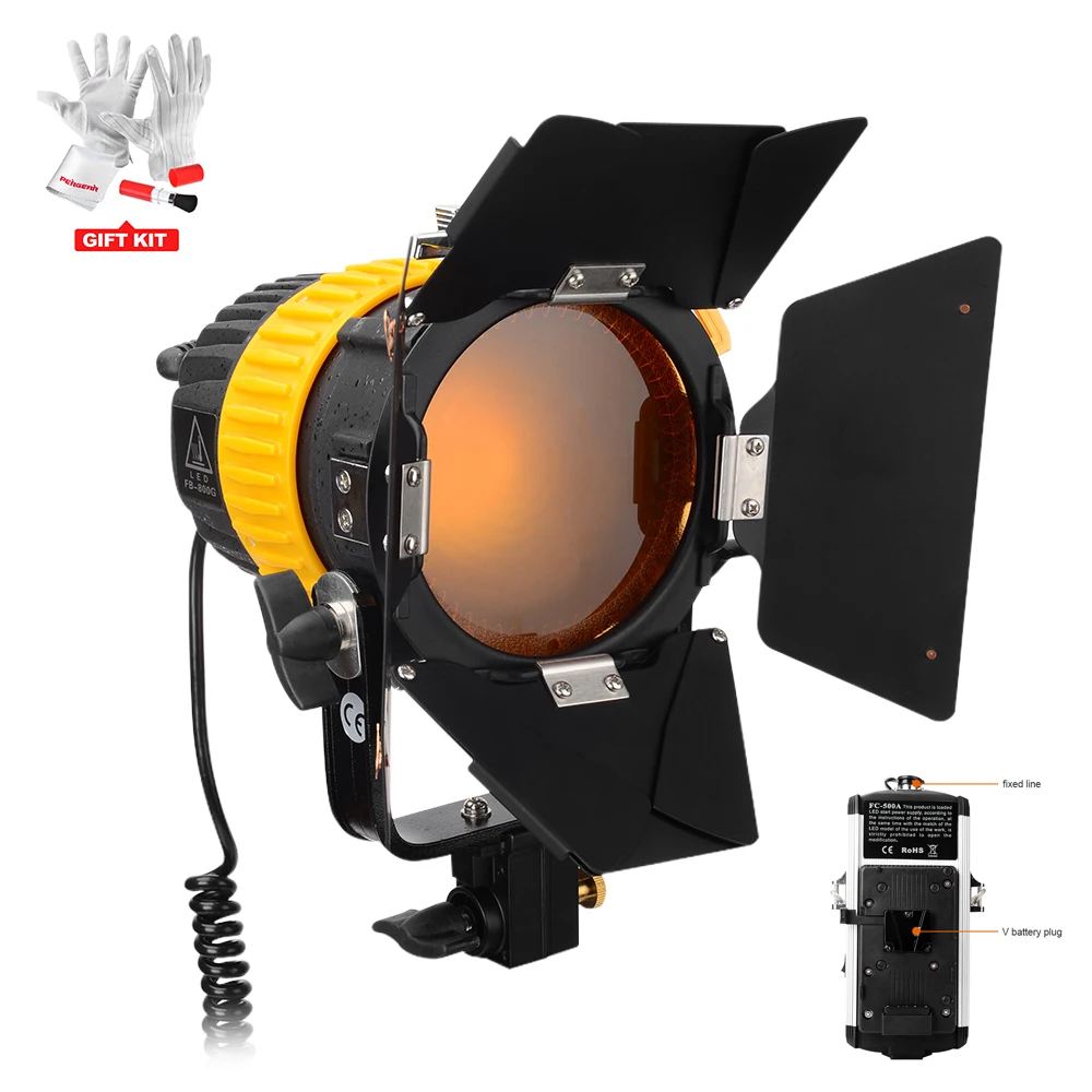 

Portable CRI 90+ FB-800G 80W LED Spotlight and Floodlight Brightness Beam Angle Adjustable for Camera Video Light with V-Mount