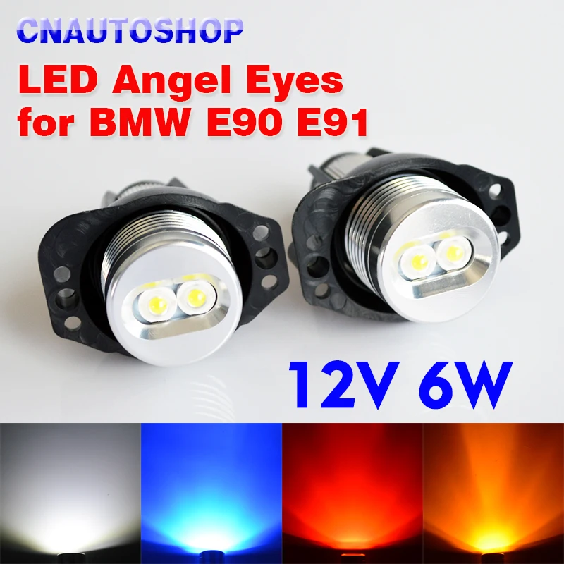 

hippcron 1 Set (2 Pieces) 12V 6W LED Marker Angel Eyes White Blue Yellow Red Color for BMW E90 E91