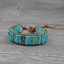 Чешские браслет tubular натуральный камень Одноместный кожаный мешок веревка браслет женский бисером пара браслет висит