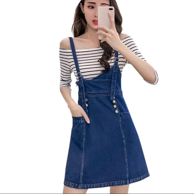 2018 Fashion Spaghetti Strap Denim Dress Summer Women New Slim