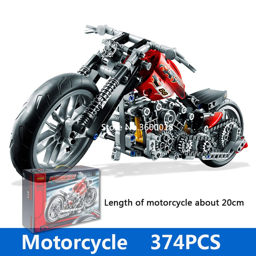 

Decool 3354 Technic Motorcycle 374pcs Building Blocks set Eductional DIY Brick Toys Compatible legos Technic 8051 8041 8081 3360