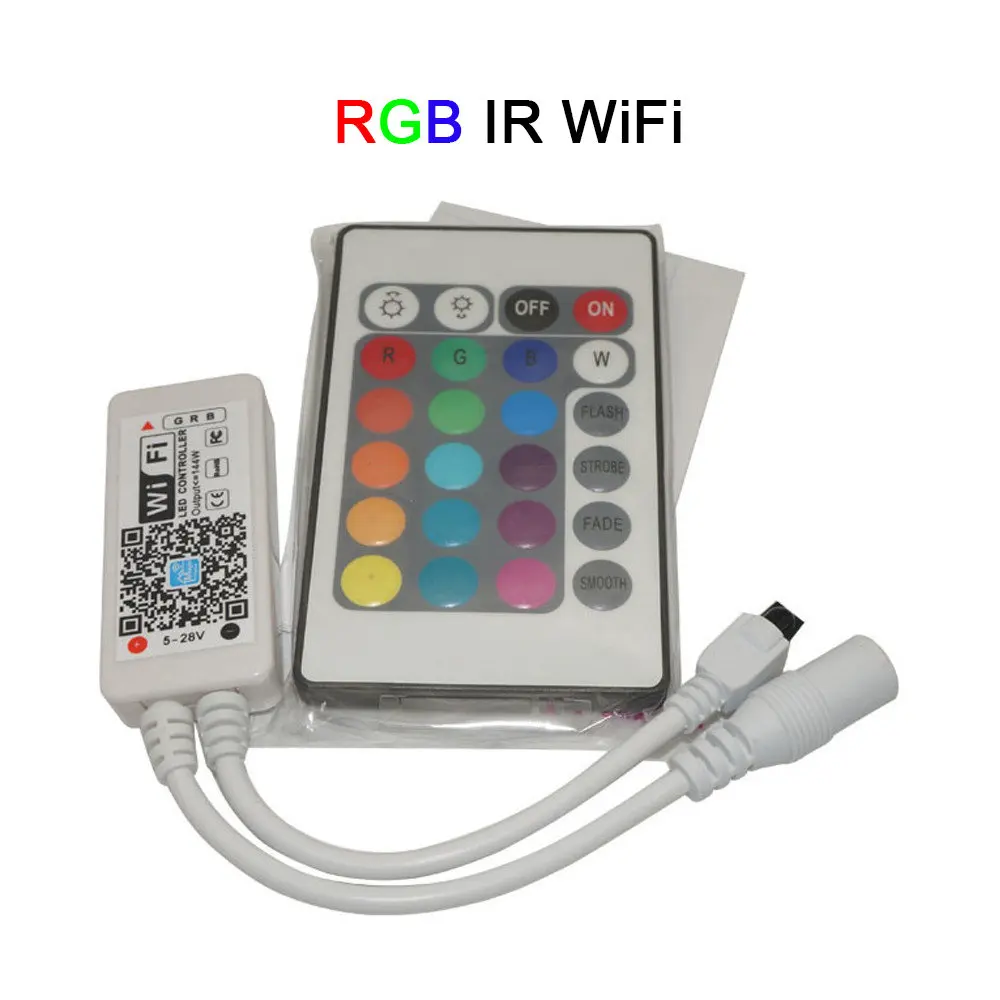 DC12-24V мини RGB RGBW RGBCW wifi Светодиодная лента контроллер IR RF пульт дистанционного музыкального времени 3ch 4ch 5ch 5 V wifi контроллер полосы по телефону AP - Цвет: IR  RGB WiFi