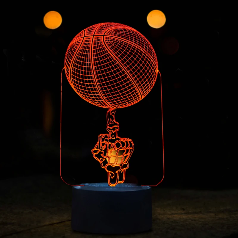 Творческий 3D USB LED Ночные светильники Баскетбол Форма светодиодные настольные лампы Книги по искусству атмосферу Аксессуары огни как