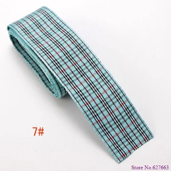 

50yard of 1'' 25MM jacquard ribbon check ribbon Scottish style blue plaid ribbon for hairbows DIY