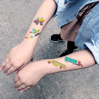 

2019 Children Kid Fake Flash Tattoo Sticker Kids Cartoon Little Bus Car Tattoo Stickers Hot Fashion Waterproof Temporary Tattoos