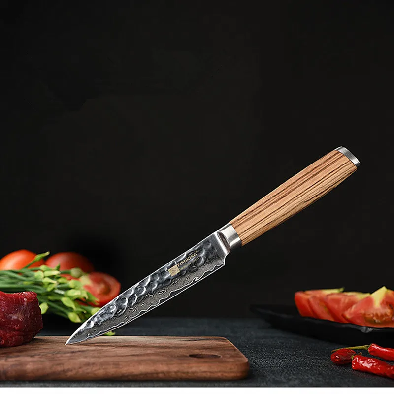 

Findking New Zebra Handle 5 inch Damascus Kitchen Knife Stainless Steel Fruit Knife 67 layer Professional Bread Knives