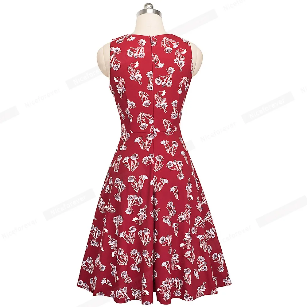 Nice-forever Vintage Elegant Embroidery Floral Lace Patchwork vestidos A-Line Pinup Business Women Party Flare Swing Dress A079 127 Nice-forever Vintage Elegant Embroidery Floral Lace Patchwork vestidos A-Line Pinup Business Women Party Flare Swing Dress A079 127