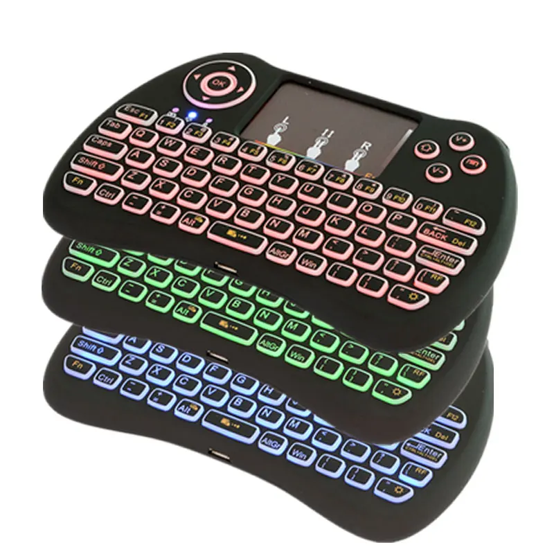 Calvas Backlight Keyboard H9 Mini Hand-held Wireless QWERTY Keyboard 2.4GHz Air Mouse Touchpad for Android TV BOX Laptop Backlit Color: H9 Backlit Keyboard