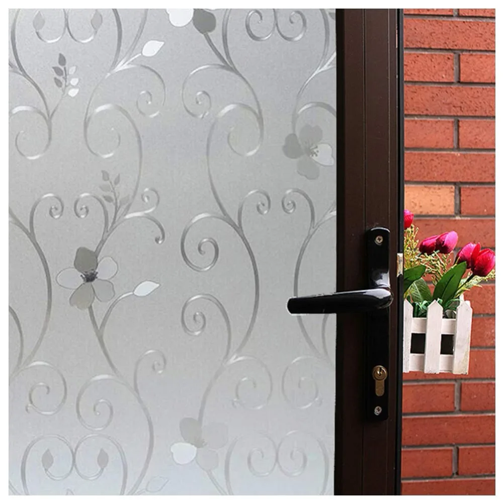 

Funlife 3D Flower Privacy Window Film Frosted,No Adhesive Stained Glass Window Decor,Static Cling/Vinyl/Heat Control/Anti UV