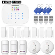 Chuangkesafe Android/IOS APP Wireless/Wired RFID GSM Alarma Antirrobo Casa/Oficina de Seguridad + Humo/Fuego Detector Para G19