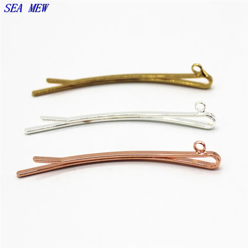 SEA MEW 55mm Length Curved Hair Clips Base 6 Colors Plated Barrette