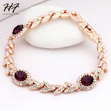 De Calidad superior H121 Púrpura Crystal Rose Oro Verdadero Plateado Pulsera Cristales Austriacos Genuinos Al Por Mayor Para Las Mujeres