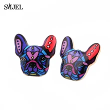 SMJEL эмаль животное шпилька в виде собаки серьги для женщин французский Бульдог серьги щенок модные украшения подарок на Хэллоуин OED049