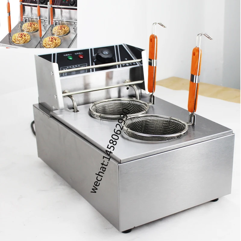 Commercial Tabletop electric 8L tank Noodle Cooker 2 Basket Pasta