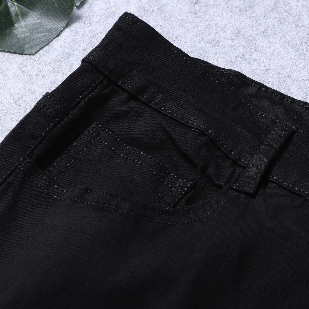 JAYCOSIN, женская одежда, джинсы, черные, Экстра размера плюс, стрейчевые, джинсовые брюки, модные, с высокой талией, обтягивающие, с дырками, джинсы-карандаш для женщин