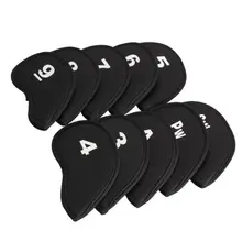 JHO-10pcs Golf Head Cover Iron Putter Head Protector Set Neoprene Black