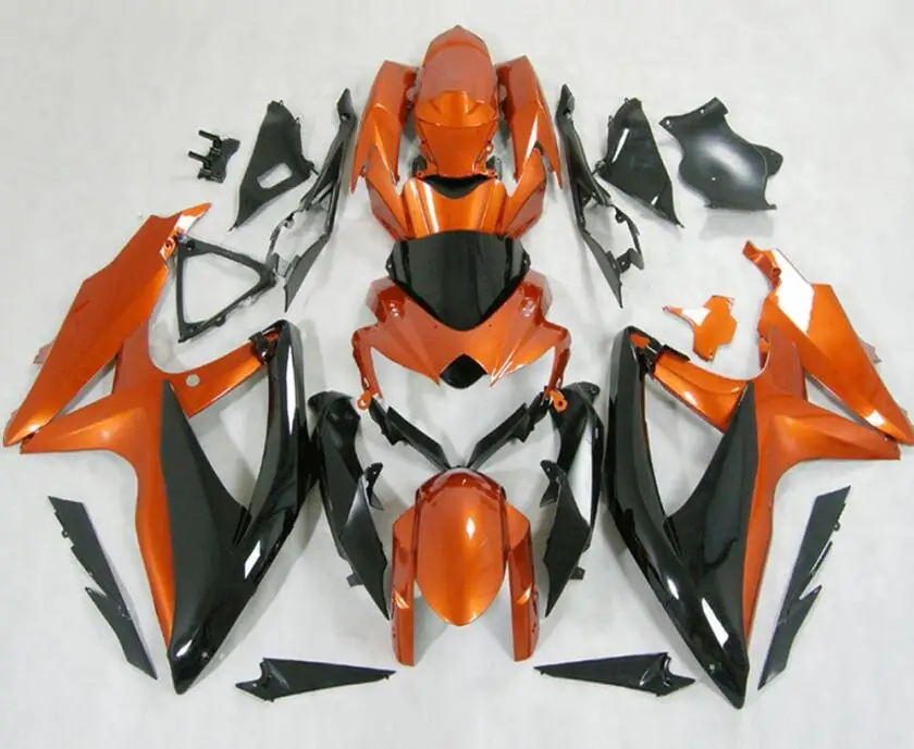 

4Gifts New ABS Fairings Kit 100% Fit For SUZUKI GSXR600 GSXR750 08 09 10 R600 R750 K8 GSXR 600 750 2008 2009 2010 Orange black