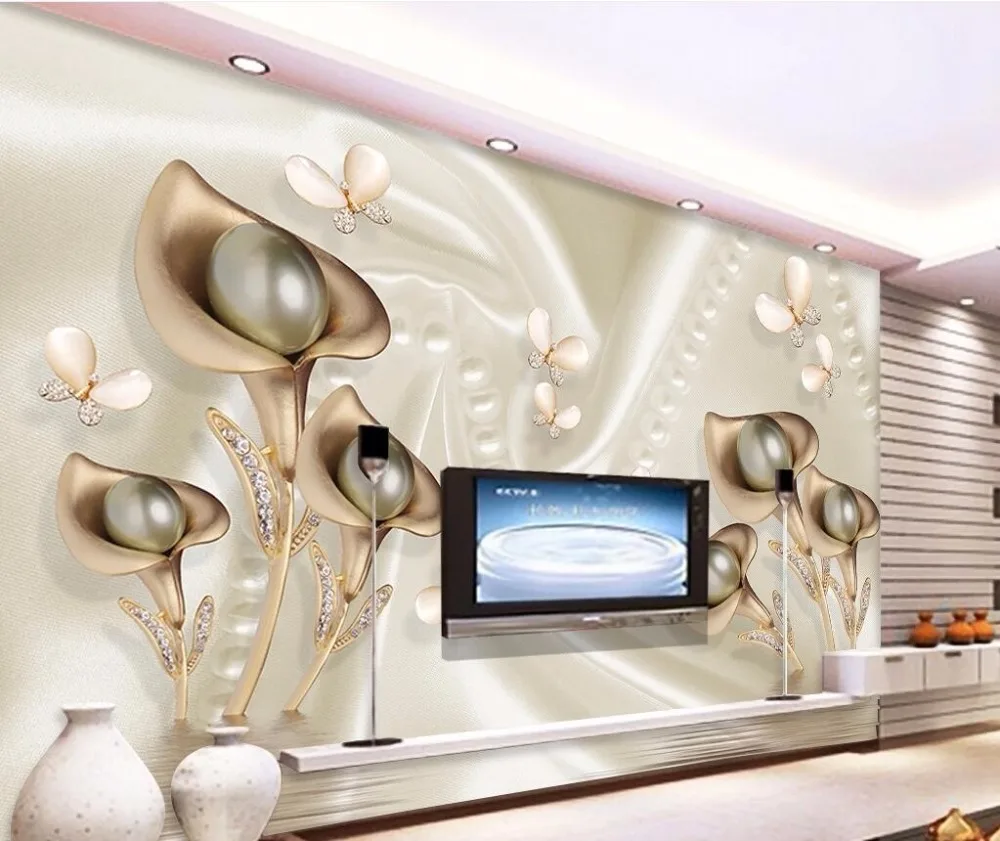 Beibehang personalizado foto papel de parede grande fresco 3d flores luxo 3d jóias tv fundo da parede 3d 22