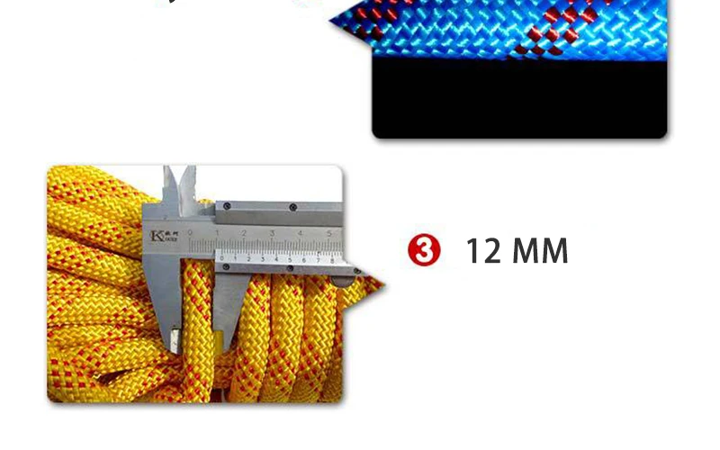 12mm de Diâmetro Corda de Segurança ao ar Equipamento de Escalada Corda de Escalada Corda de Alta Parede Árvore Livre Profissional Engrenagem Caminhadas Resistência 7 High Quality Esporte e Lazer