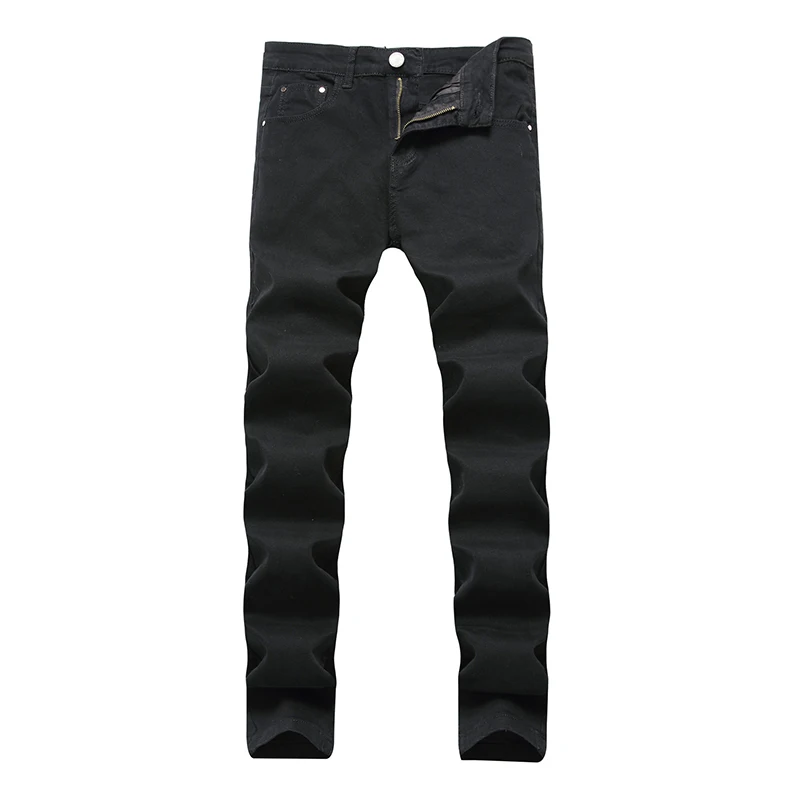 Silentsea джинсы Мужские Молодежные трендовые тонкие Стрейчевые вымытые серые брюки Премиум эластичные хлопковые модные джинсы размера плюс 28-42 - Цвет: black