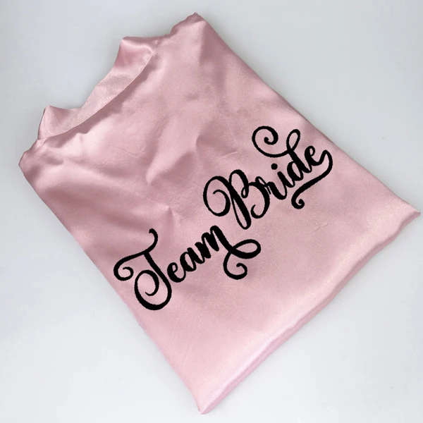 C&Fung new design bride to be team bride Robe Satin Kimono Peignoir bridal shower wedding gift bridesmaid sexy women short robes - Цвет: dark pink team bride