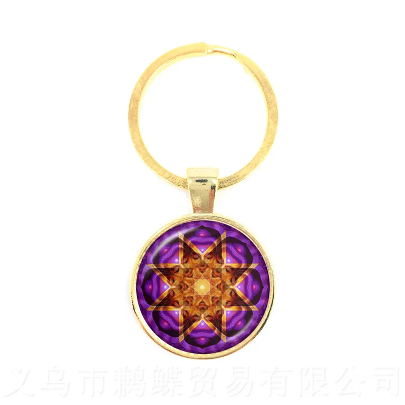 Коллекция 2018 года цепочка для ключей Life модная чакра OM Yoga стеклянная мандала