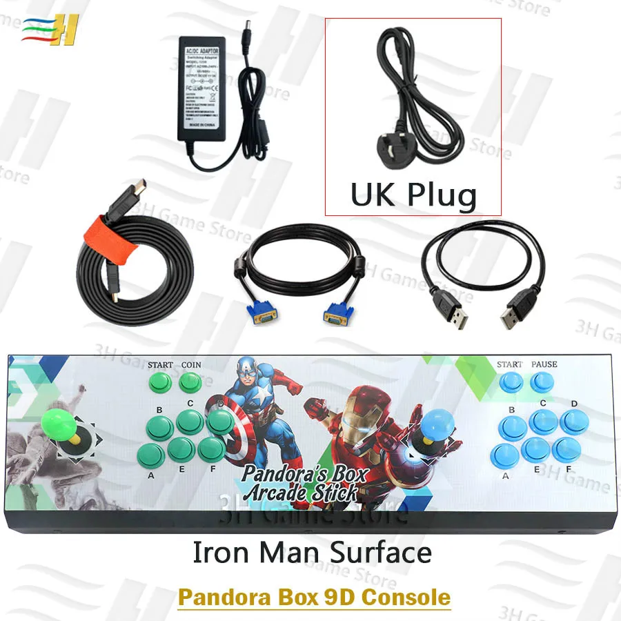 Pandora box 9d 2500 В 1 аркадная игровая консоль HDMI VGA выход full HD Поддержка 3d tekken игры usb можно подключить геймпад 3P 4P игры - Цвет: PB9d Iron Man UK