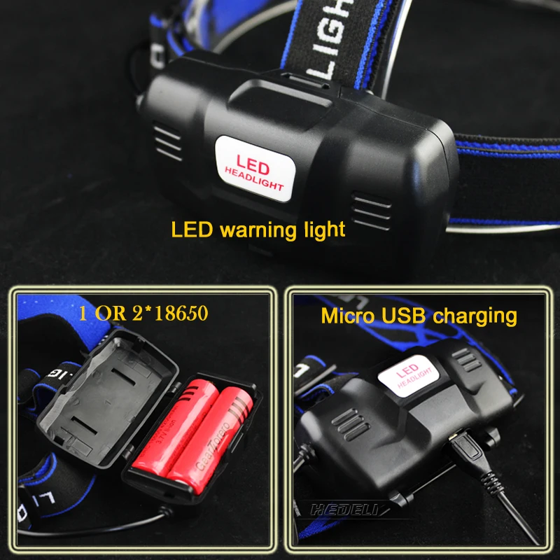 ИК-датчик, светодиодный налобный фонарь, XM-L2, головной светильник, Micro USB, перезаряжаемая головная лампа, водонепроницаемый Головной фонарь, вспышка, светильник, 18650, рыболовный светильник, led