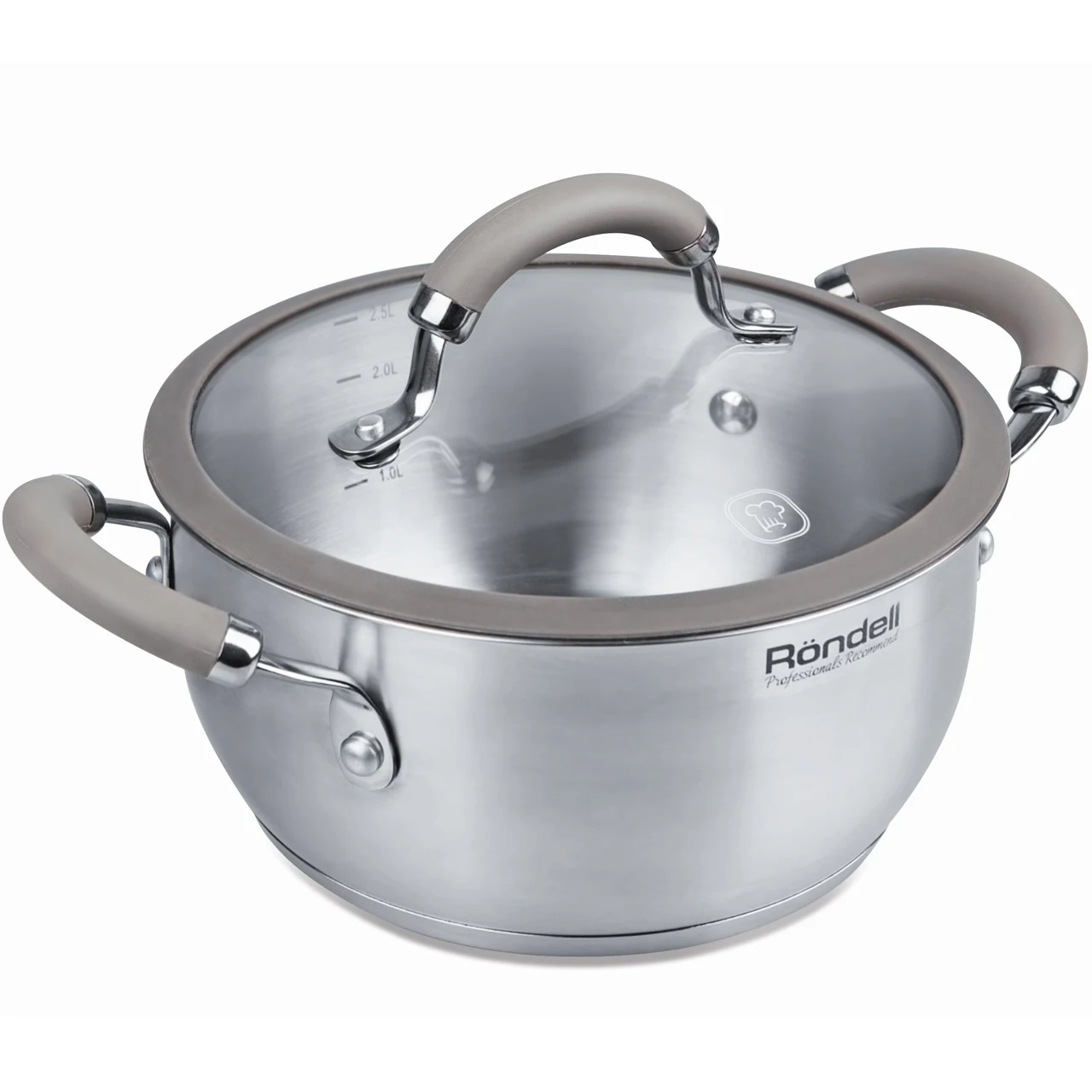Кастрюля с крышкой Rondell Balance RDS-753 (Диаметр 18 см, объем 2 л, нержавеющая сталь, подходит для всех типов плит)