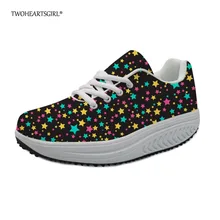 Twoheartsgirl довольно шнуровке звезда шаблон Для женщин дышащие кроссовки клин Обувь для танцев для Для женщин простой платформе обувь для похудения