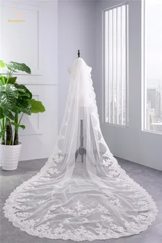 

2019 New High Quality Brand New White Ivory Wedding Veils Veu De Noiva Lace Appliques Wedding Veils Mariage Bridal Veil QA1352