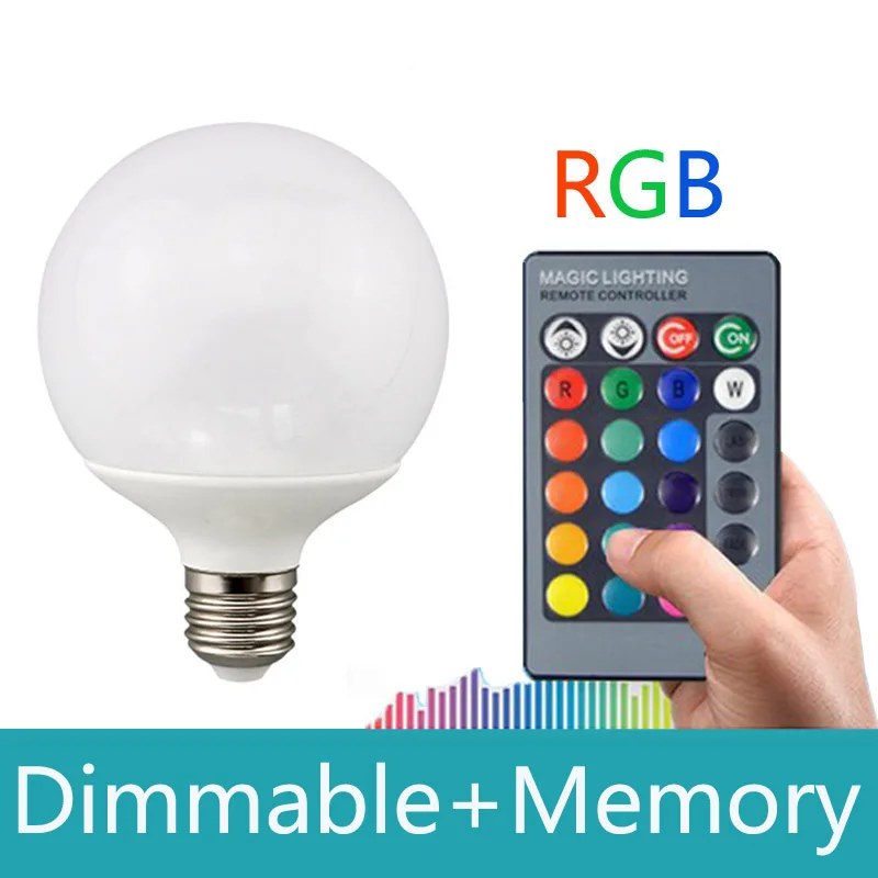 

E27 rgb led 10W 16 color changeable With 24keys IR remote control rgb led bulb light Dimmable 110v 220v rgb led lamp with memory