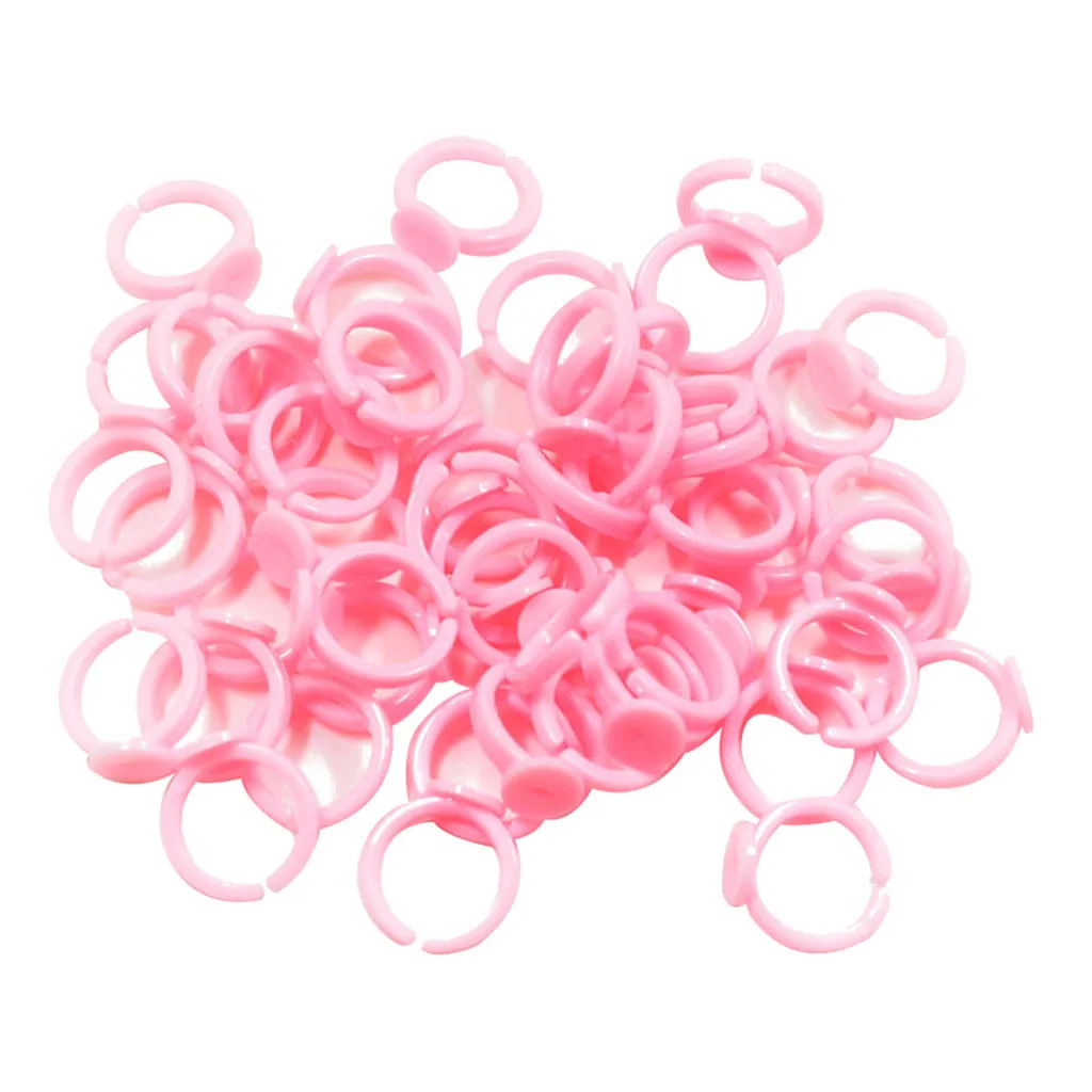 

50pcs Pink Plastic Adjustable Kids Ring Base Findings GLUE ON Base for Children