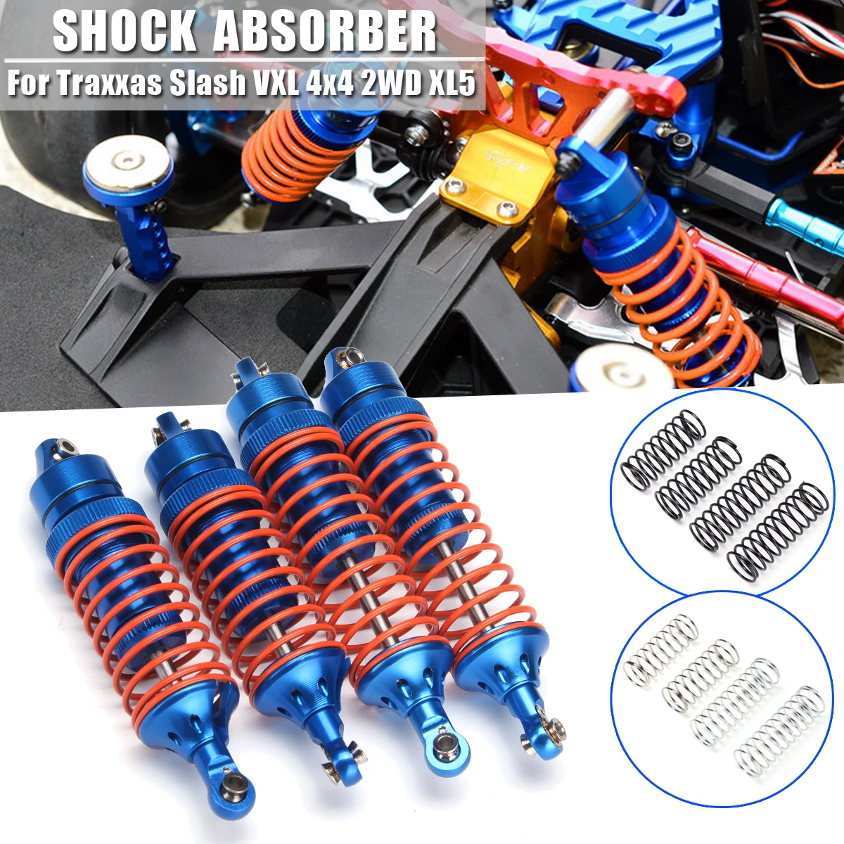 

1Set Front & Rear Assembled Aluminum Shock Absorber Springs For Slash VXL 4x4 2WD XL5 Upgrade Parts RC Car Accessories