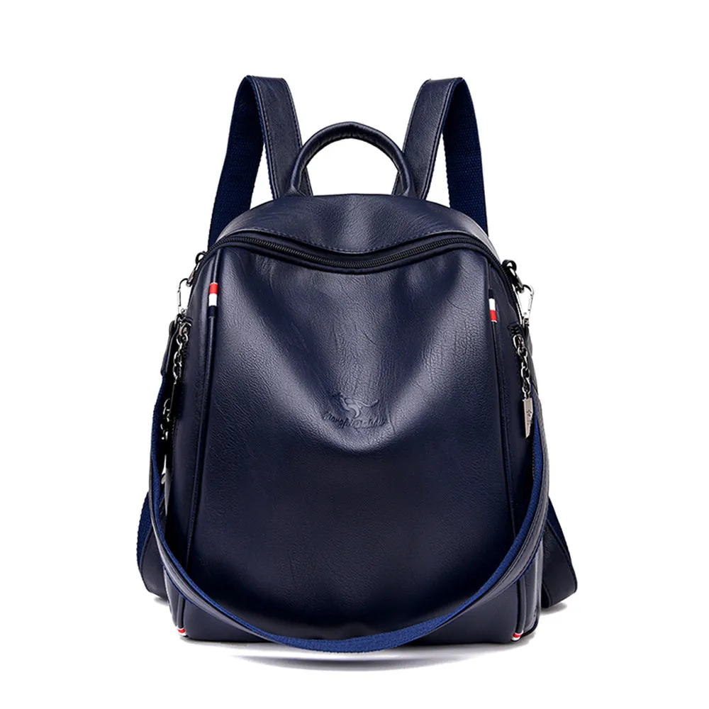 Женский кожаный рюкзак, Mochilas mujer, светильник, роскошные женские сумки через плечо, Sac a Dos, женский рюкзак для путешествий, Одноцветный, новинка - Цвет: Blue